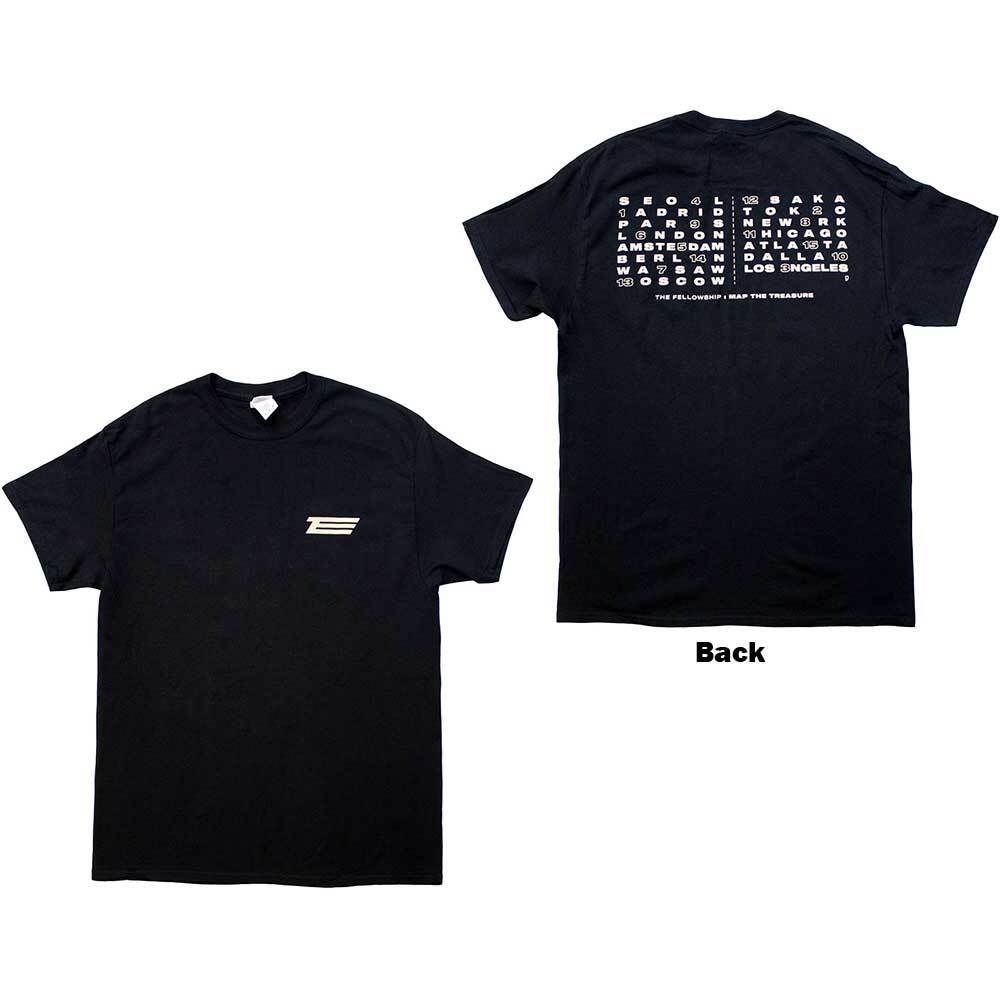 ATEEZ Unisex T-Shirt: Fellowship Map The Treasure (Back Print & Ex-Tour) (Large) M