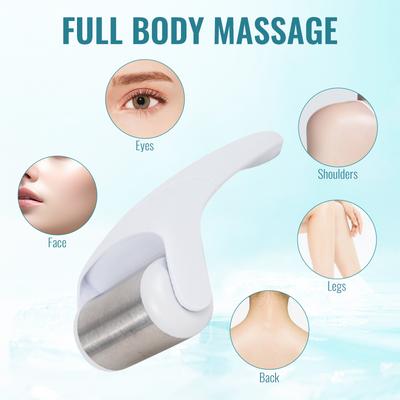 Strumento massaggiatore facciale manuale, roller di ghiaccio in acciaio inossidabile per snellire e per la bellezza; impacco freddo per restringere i pori