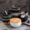 Ceramic Ramen Bowl Set Reusable Kitchen Bowl Japanese-Style Large Bowl Salad Bowl Cereal Bowl Picnic Bowl Instant Noodle Bowl for Soups Porridge