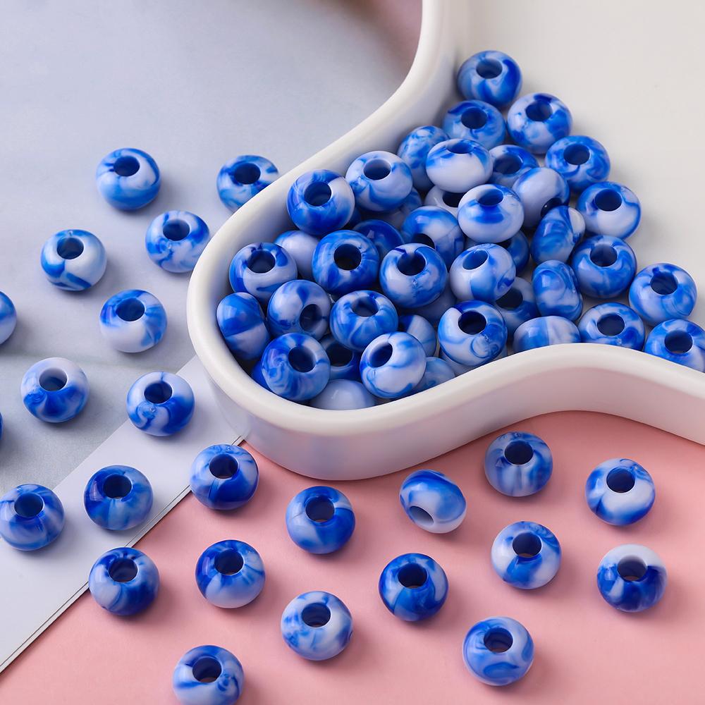 20pcs Acrylic Mixed Color Big Holes Beads Round Spacer Loose Beads for DIY Necklace Bracelet Earring Jewelry Making Accessories