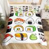 Sushi Duvet Cover Twin Japanese Cherry Blossoms Bedding Set for Girls Boys Room Decor Kawaii Sushi Japan Food Comforter Cover