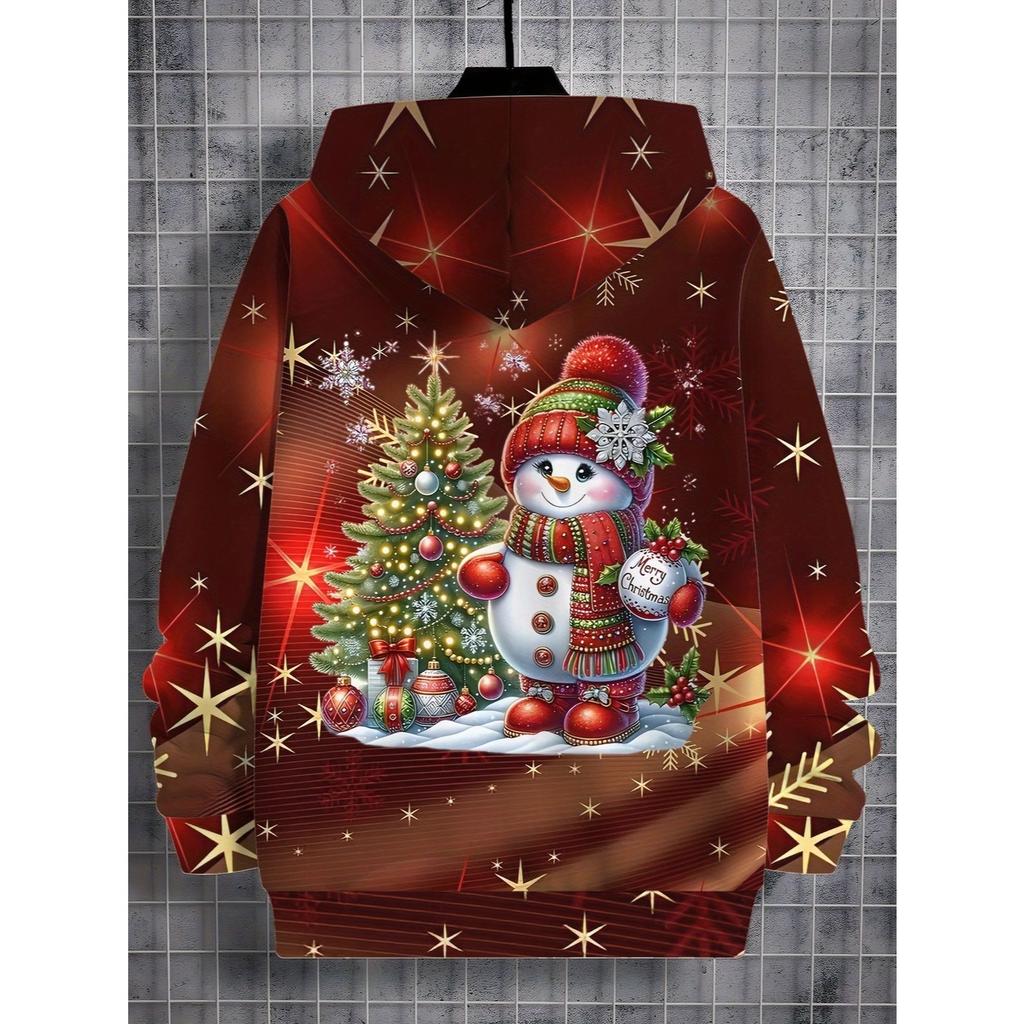 3D Digital Print Christmas Snowman Fun Pattern Sweatshirt, Fashion Trendy Casual Kids' Clothing, Perfect for Boys' Outdoor Wear