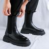 Men Luxury Fashion Stage Nightclub High Chelsea Boots Black Genuine Leather Shoes Cowboy Platform Boot Long Motorcycle Botas Man