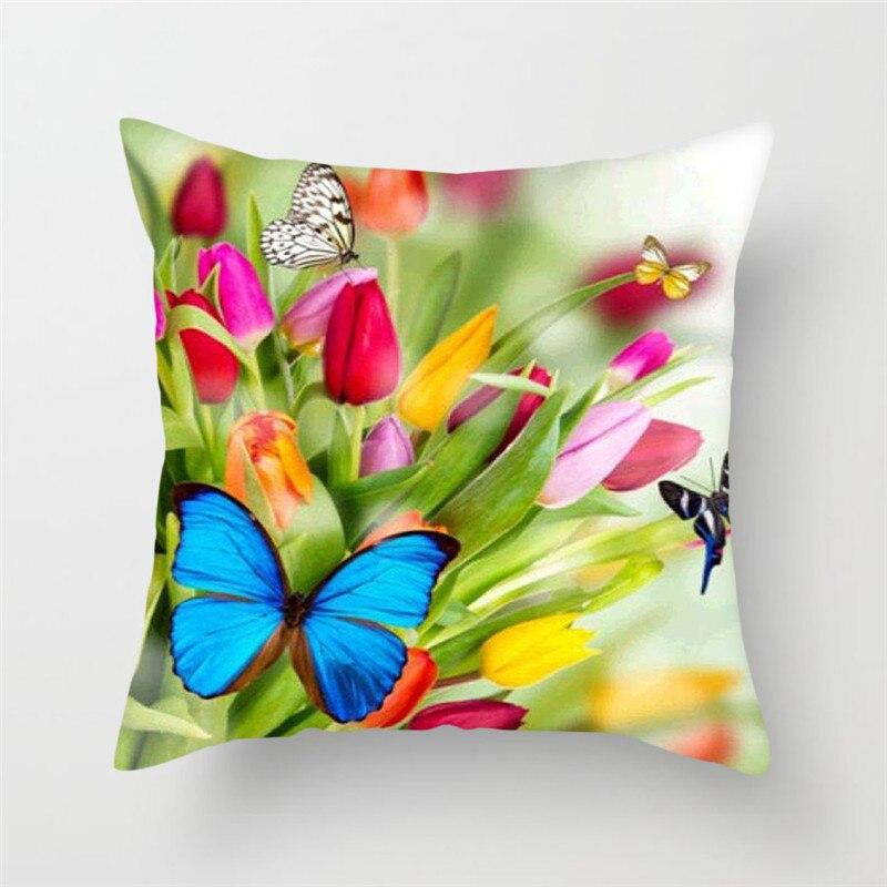 Butterfly Cushion Cover Sofa Chair Animal Flower Pillow Cover Home Decor Painted Pillow Cover