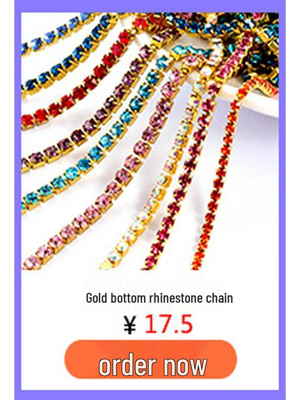 Colorful Rhinestone Claw Chain for Phone Cases, Nail Art, Apparel, & Wedding Dress Accessories