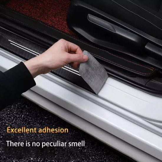 4x Auto Car Door Sill Scuff Cover Protector Strip Anti-slip Carbon Fiber Sticker