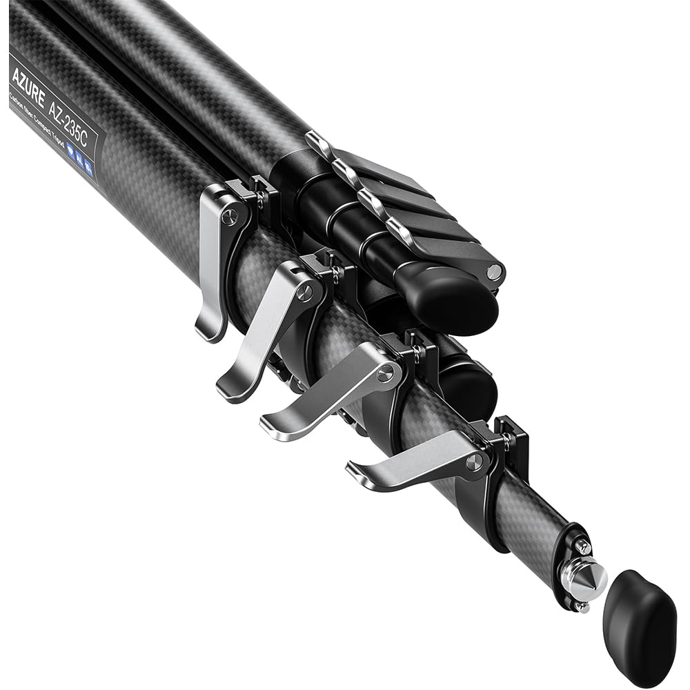 Leofoto Legs Compact Carbon Fiber Tripod or Without Center 4 Leg Lever Integrated Hook To Prevent Up To 5 Leg Storage Height of Head Sold Detachable