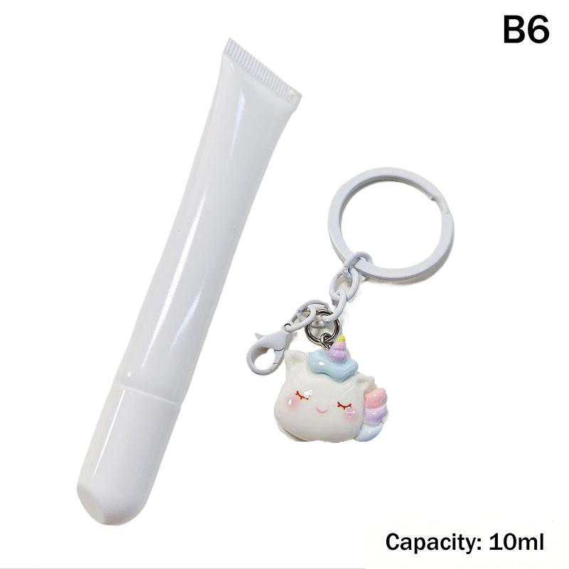 10/15Ml Empty Lipstick Tube With Keychain Pendant Squeeze Sub-Bottling Refillable Liquid Container Bottle Lipgloss Sample Bottle
