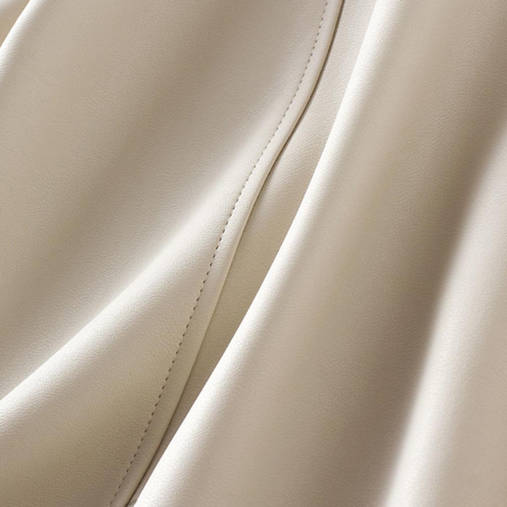 Damska modna, swobodna, jednokolorowa, wysoka talia, cienka, skórzana spódnica typu half-body