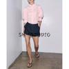 Summer New Product Women's Clothes Minimalist Style Cotton Blended Poplin Puffy Short Sleeve Lapel Shirt Tops 2731082