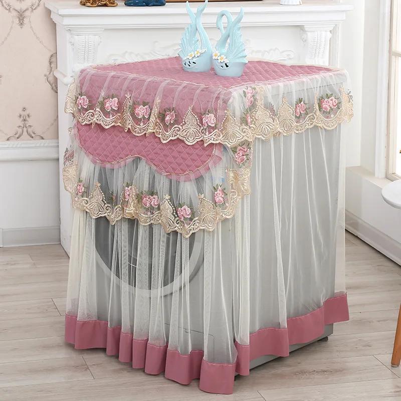 Lace Dustproof Protective Cover Floral Style Home Decoration Washing Machine Cover 4 Color Random Washable 60*60*85Cm Decoration