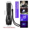 Portable Dual Light UV Flashlight Type-C Rechargeable Ultraviolet Torch Zoom Lantern Fluorescent Agent Detection Lighting Lamp