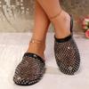 Women’s Rhinestone Closed-Toe Slip-On Slide Sandals Sparkly Summer Shoes