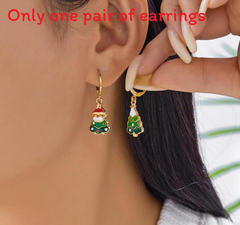 

Christmas Atmosphere Star And Tree Drop Dangle Earrings With Electroplated Zinc Alloy For Women Tree2