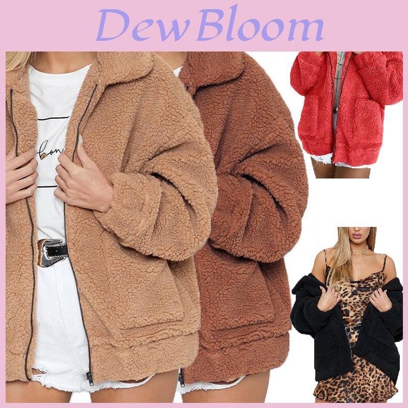 Luxurious Womens Thick Warm Fleece Jacket Coat With Soft Fluffy Artificial Fur