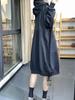 Plus Size Women Autumn Winter Long Dress Loose Casual Oversized Hoodie Hooded Sweatshirts Dresses