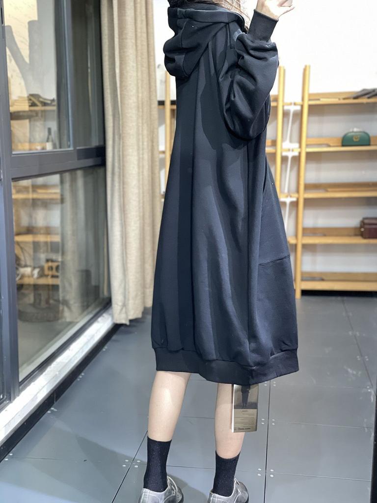 Plus Size Women Autumn Winter Long Dress Loose Casual Oversized Hoodie Hooded Sweatshirts Dresses