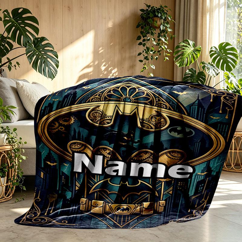 Custom Name Personalized Batman Print Blanket, Home Decor, Bedroom, Sofa, Camping, Couch, Gifts for Birthday Christmas