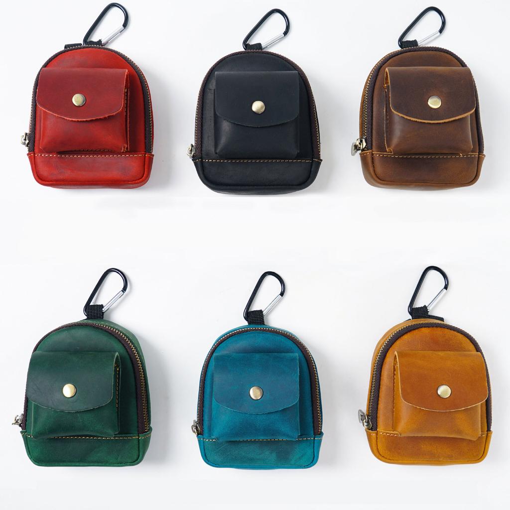 Outdoor-Sport-Taschengeldbörse, lässig, tragbar, Mini-Münzbeutel zum Aufhängen, Rindsleder, Reißverschluss, Schlüssel, Headset-Aufbewahrung, kleine Tasche