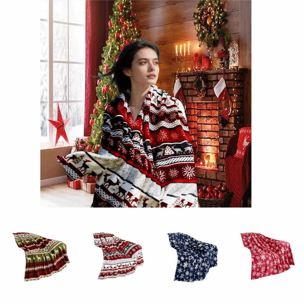 10x110cm Christmas Blanket Warm Soft Snowflake Christmas Throws Comfortable Breathable Xmas Fleece Blanket Winter Season