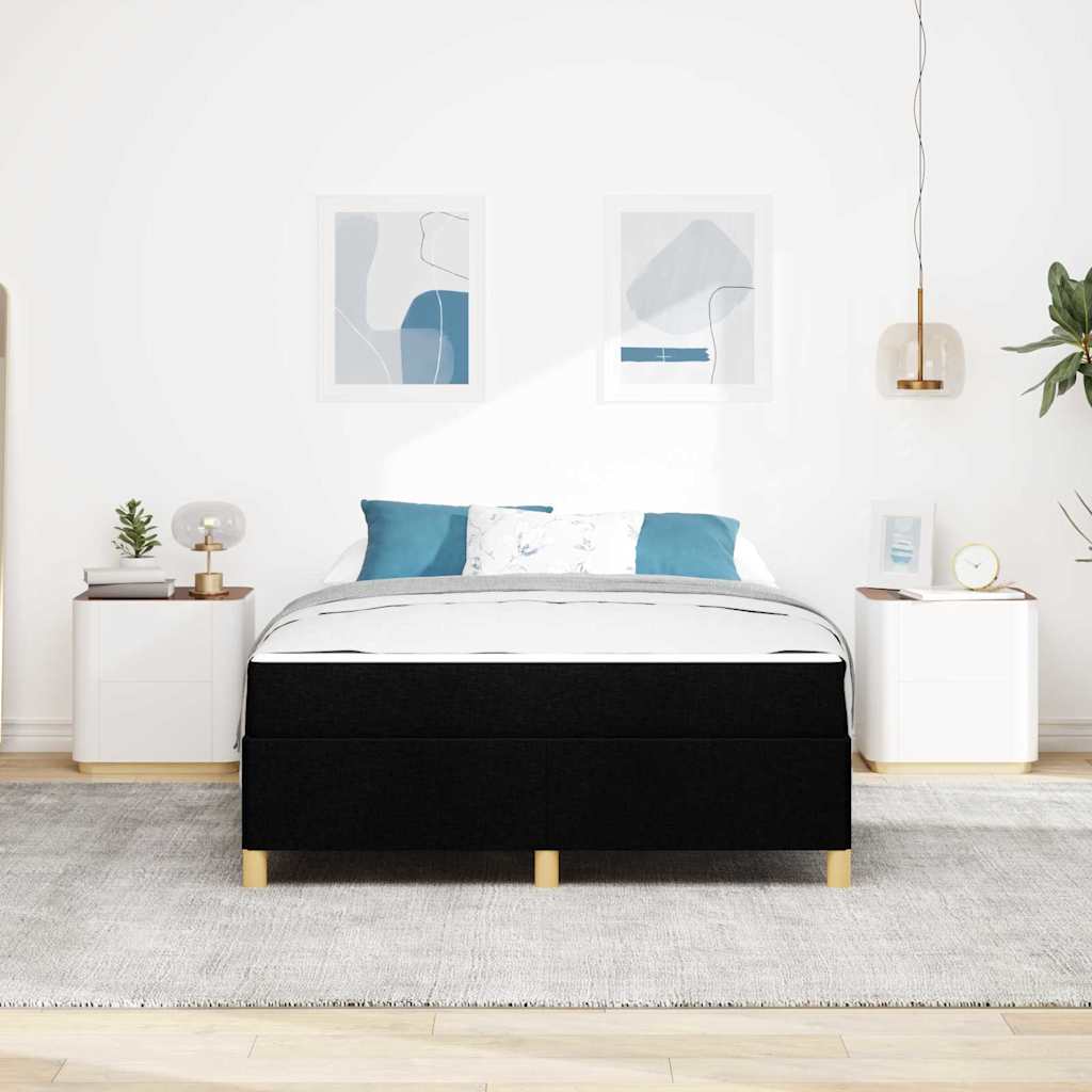 Bed Frame with Mattress Black 140 x 190 cm Fabric