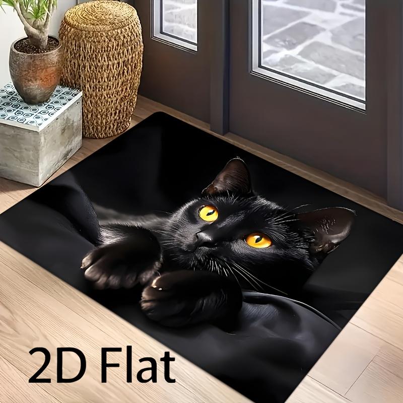 1Pcs Anti Fatigue Kitchen Rugs, Black Cat Print Waterproof Non-Slip Thick Cushioned Kitchen Mat Heavy Duty Comfort Standing Mat for Kitchen