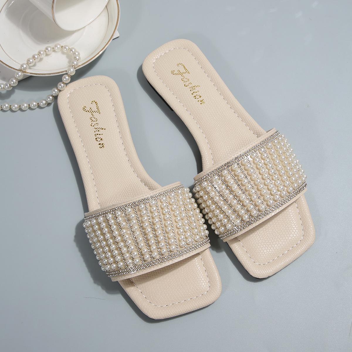 

[Foreign Trade] Premium Sense Matching Skirt French Going Out on the Beach Beautiful Flat Bottom Cool Slippers Women 43 белый