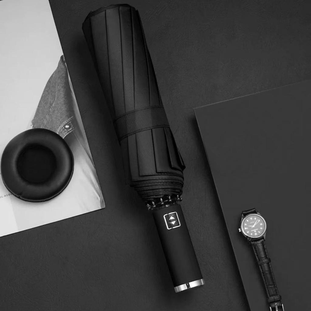 Fully Automatic 10-Rib UV Protection Folding Umbrella - Black Glue Sunscreen for Rain or Shine
