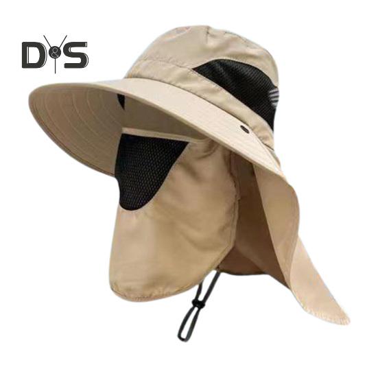 

Унисекс шляпа от солнца с защитой лица и шеи, ажурная сетка, ветрозащитный фиксированный ремешок, защита от ультрафиолета, складной солнцезащитный экран, дышащий, для садоводства, рыбалки хаки