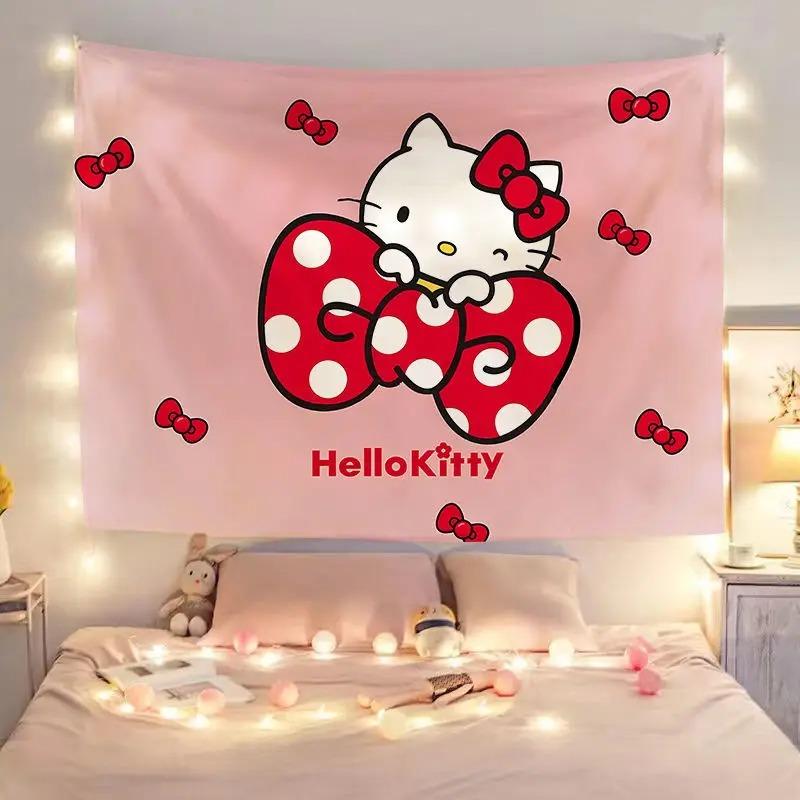Cartoon Cute Hello Kitty Tapestry Wall Hanging Cute Cartoon Style Hippie Tapestry Art Decoration Room Decoration 74x94cm(29x37in)