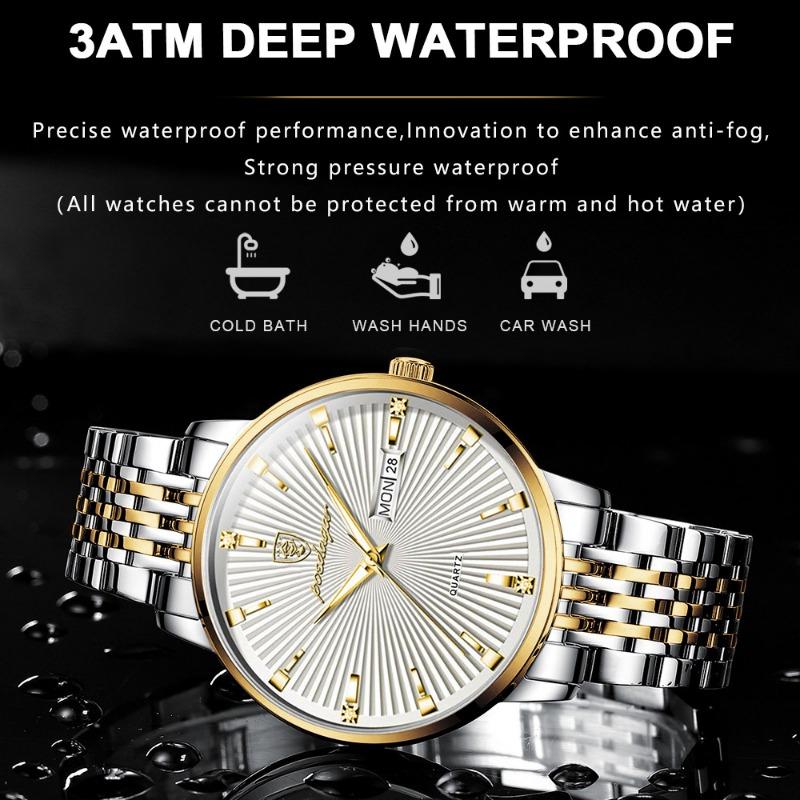 POEDAGAR Fashion Business Men's Watches Waterproof Luminous Date&Week Stainless Steel Watch Quartz Exquisite Male Wristwatch