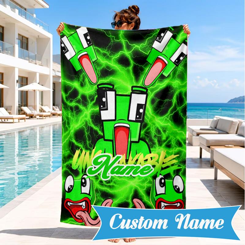 Custom Name Space Alien Un-speakable Beach Towel Microfiber Beach Towel, Lightweight and Quick-Dry, for Summer Travel, Swimming Pool Gift
