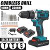 288VF 3 In 1 350 Nm 1/2" Hammer Drill With Drill Kit+Screwdriver Power Tool Rechargeable Cordless Drill Brushless Impact Driver