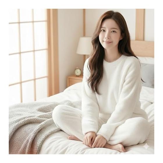 [LIGHTEN] Room wear, brushed lining set, women's, extremely warm room wear, with belly band, top and bottom set, autumn, winter, warm, long sleeves,