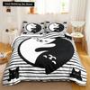 3PCS Single-sided Printed Bedding Set ,Comforter Cartoon Cute Cat Duvet Bedding Cover Pillows Comfortable Bedspreads BeddingSet