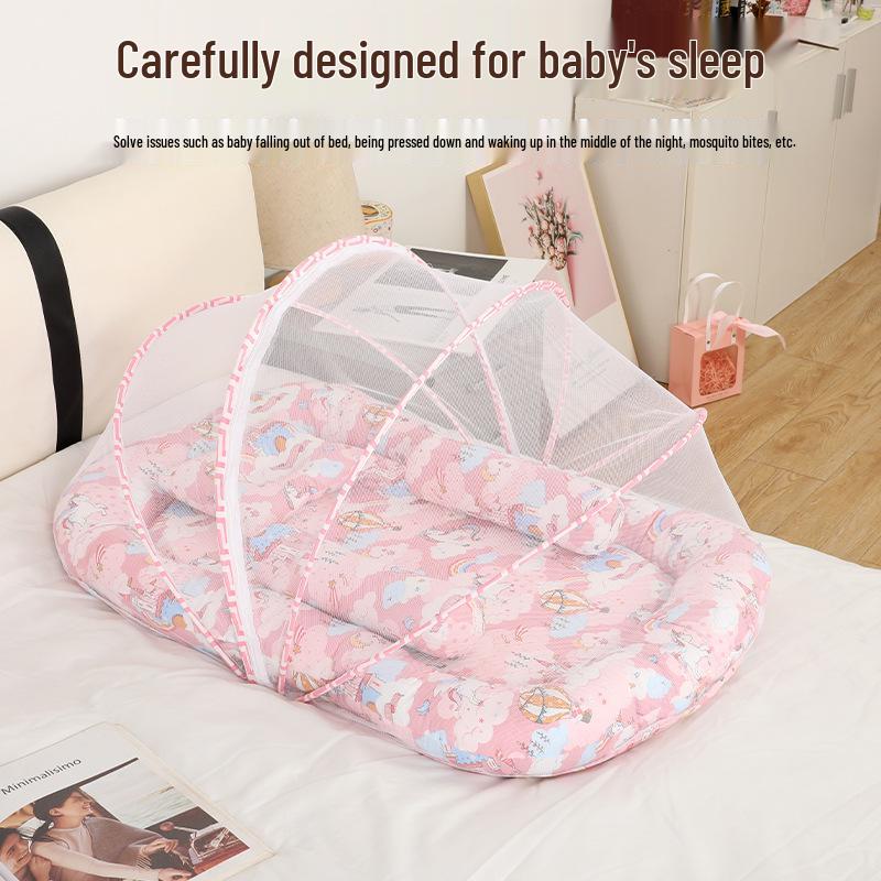 Portable Newborn Bionic Sleeping Mat with Mosquito Net for Crib or Bed