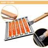 M-Modern-2Pcs Hot Dog Roller For Grill Sausage Roller Rack With Wood Handle BBQ Hot Dog Griller For Evenly Cooked Hot Dogs