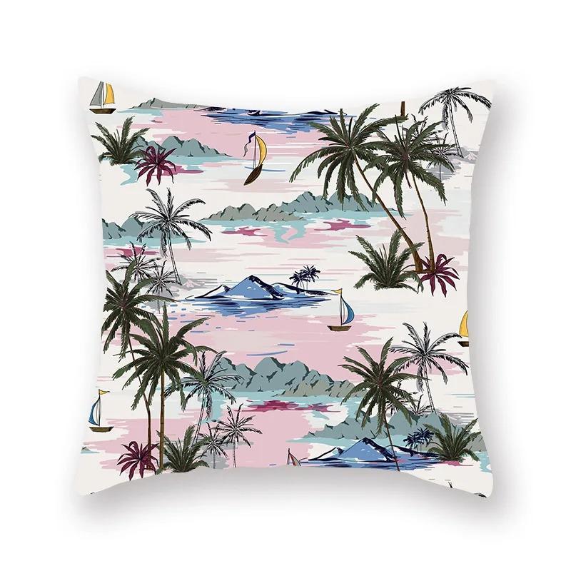 Car Living Room Sofa Cushion Cover Pink Botanical Flower Print Pattern Luxury Home Decor Pillow Cover