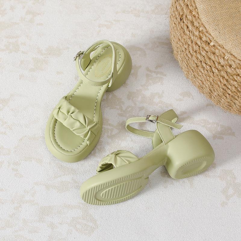 thick-soled open-toed sandals women's new summer casual one-word thick heel soft-soled Baita beach high heels