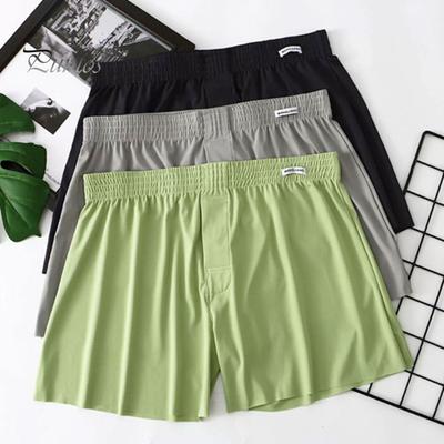 Herren-Höschen für den Sommer, lockere, coole Boxershorts, weicher, atmungsaktiver Stoff, elastischer Bund, schnelltrocknende, einfarbige Pyjamahose