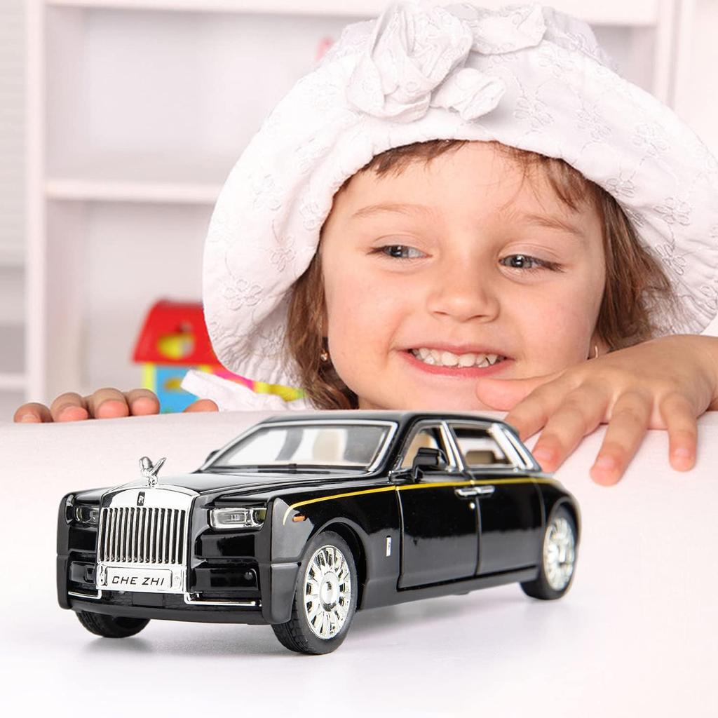 Rolls-Royce Phantom-Modellauto im Maßstab 1/32, Spielzeugauto mit Rückziehfunktion aus Zinklegierung mit Ton und Licht als Geschenk für Kinder, Jungen und Mädchen