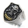 2026 Cool GOOD LUCK Ring with Golden Flower 316L Stainless Steel Mens Women Shield Skull Ring