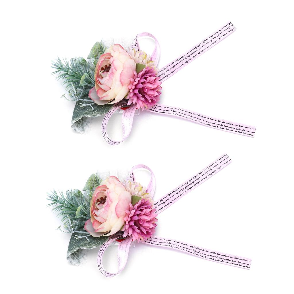 2 Stück Hochzeit Braut Corsage Brautjungfer Handgelenkblume für Hochzeitsfeier JubiläumRosa