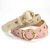 Women'S Belt Women'S Decorative Jeans Belt Round Buckle Hollow Air Eye Belt