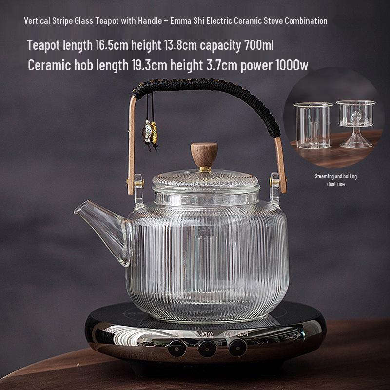 Elektrická keramická skleněná konvice se zvedacím uchem - Dvojí použití pro vaření v páře a var