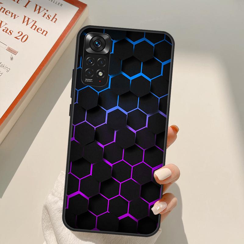 Lumini hexagonale 3D pentru Redmi 10A 10C 9A 9C 9T K40 K50 Husă pentru telefon pentru jocuri pentru Redmi Note 11S 10S 9S 9 10 11 Pro