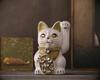 Lucky Cat Jewelry Cat Left Paw Raised Ceramic Lucky Cat Auspicious Feng Shui Ornament (M-SIZE White) / _ Maneki-neko (jw_M White)