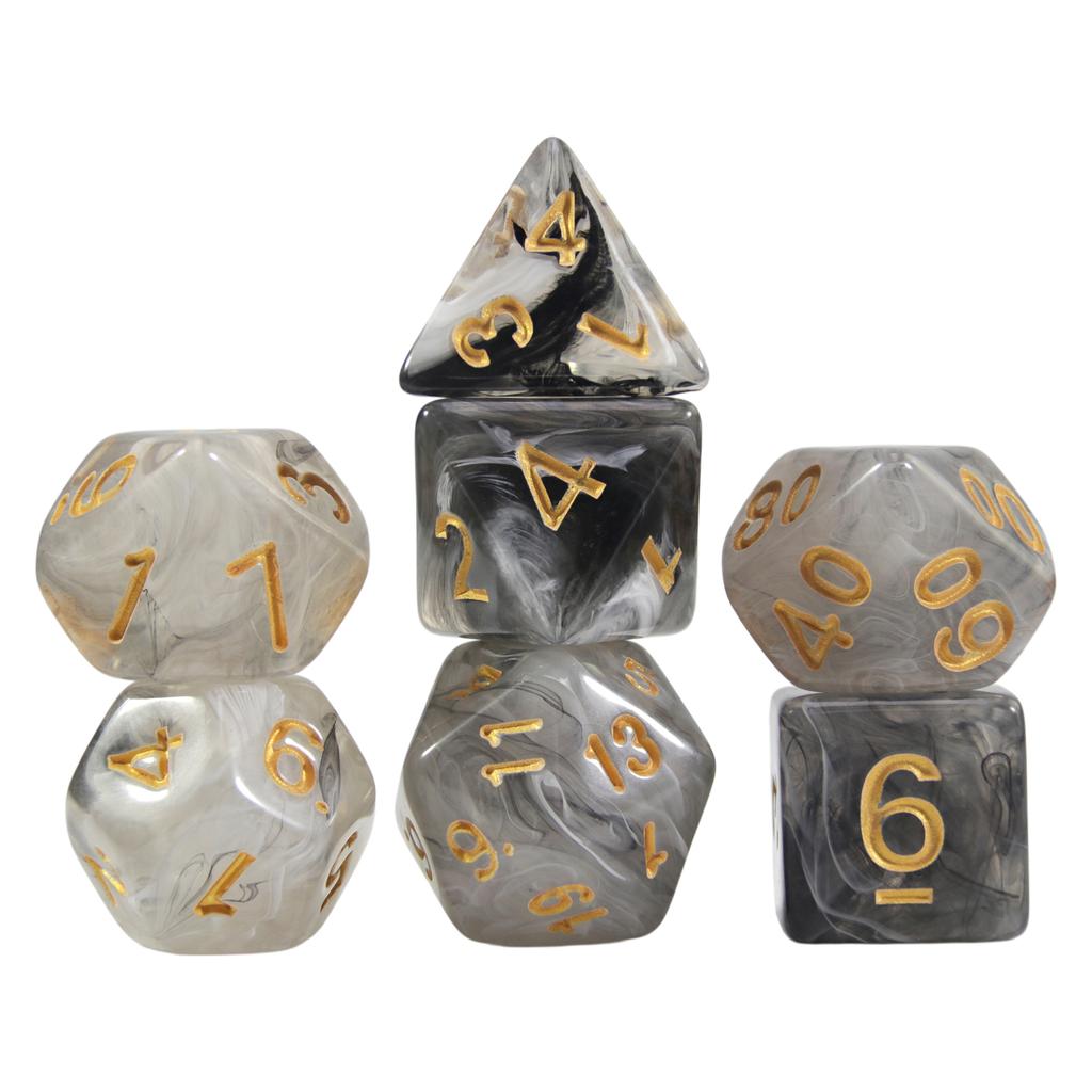 DND Dice Set 7pcs Multi Sided Dice with Haze Swirl Effect for Board Game DND TRPG, As Gift and Collection