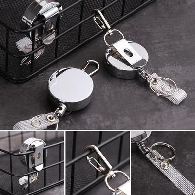 1pcs Office Supplies Anti-Lost Clip ID Name Card Metal Retractable Key Ring Badge Holder Lanyards