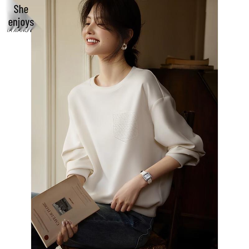 

Women s Versatile Round Neck Applique Sweatshirt M